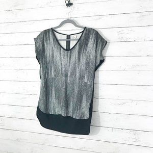 Calvin Klein Black and White High Low Blouse - XS